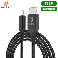 135W PD 3.0 USB Type C To Slim Square Tip Fast Charging Cable for Lenovo ThinkPad Legion Y50 Y70 G500 Laptop Power Supply Cord