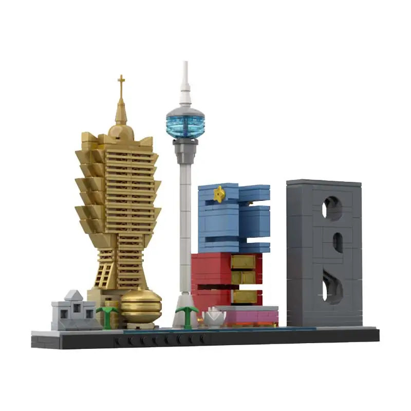 Centro de arquitectura modelo MOC famoso Macau Skyline bloques de construcción ladrillos creativos juguetes decorativos rompecabezas para niños conjunto de regalos