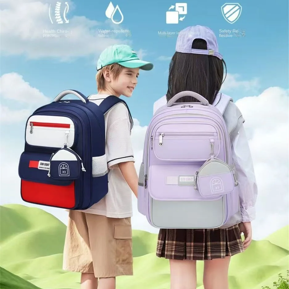 

Sun Eight Orthopedic School Bag Boy Girl 3-6 Primary Student Shoulder Backpack Large Capacity Light Water Proof Mochilas