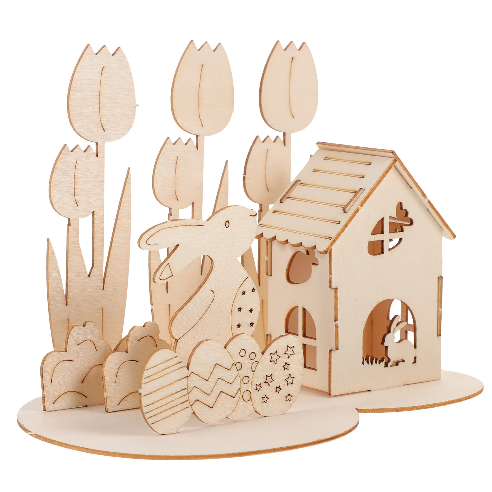 1 Juego de rompecabezas de huevos de conejo de madera 3D DIY de Pascua, montaje seguro, regalo educativo para niños pequeños, rompecabezas de madera 3D, juguete