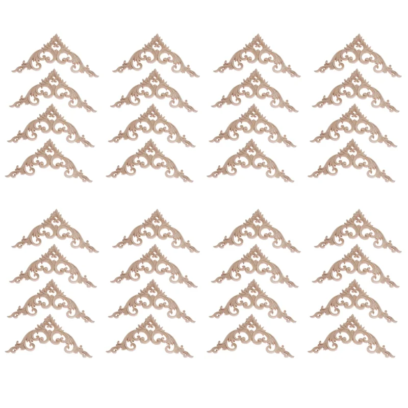 

MCGS-32Pcs Wood Carved Corner Onlay Applique Unpainted Frame Cupboard Cabinet Decal For Home Furniture Decoration 15Cm