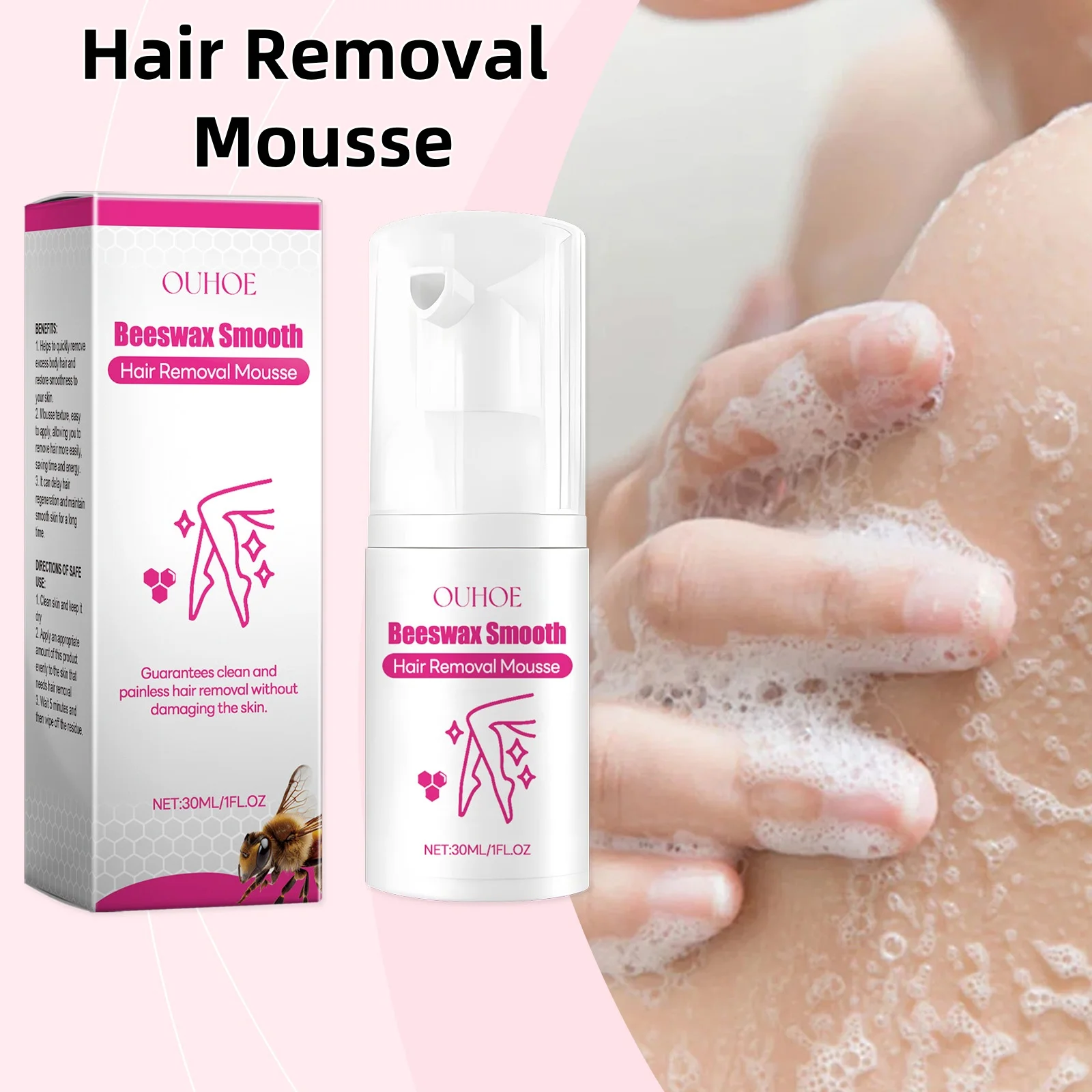 OUHOE 30ml hair removal mousse mild non irritating painless gentle hair removal smooth skin body care foam mousse spray