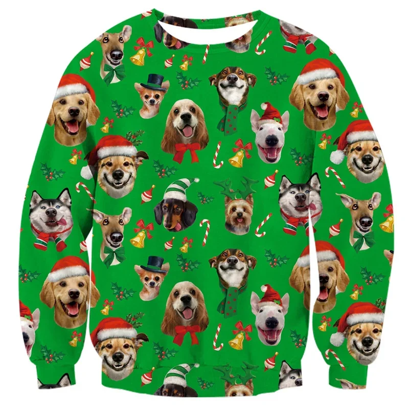 Men women youth Christmas round neck Sweatshirt , alpaca tree lazy cat dog dinosaur animal Christmas long sleeved pullover