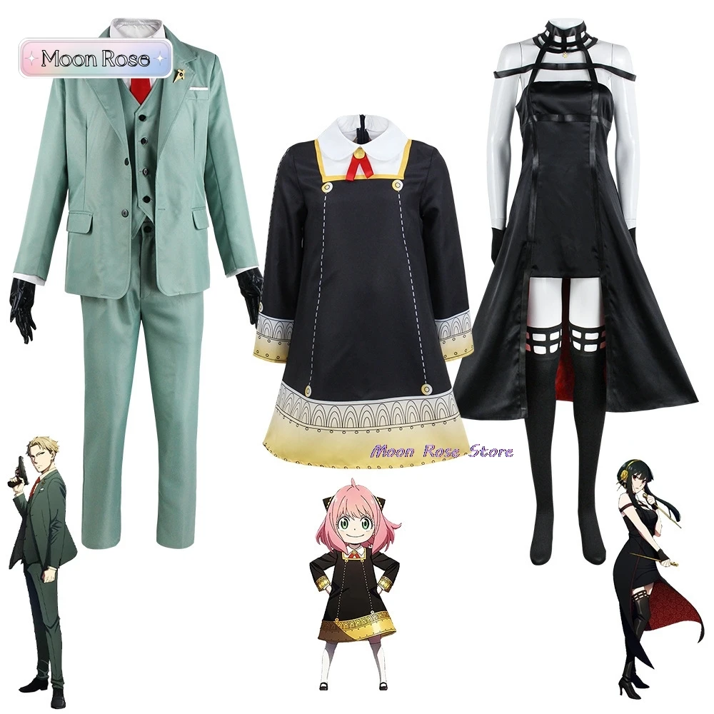 

Family Halloween Cosplay Costume Anime SPY Cosplay Anya Wig Dress Loid Yor Forger Full Set Halloween Costumes for Adult Kids cos