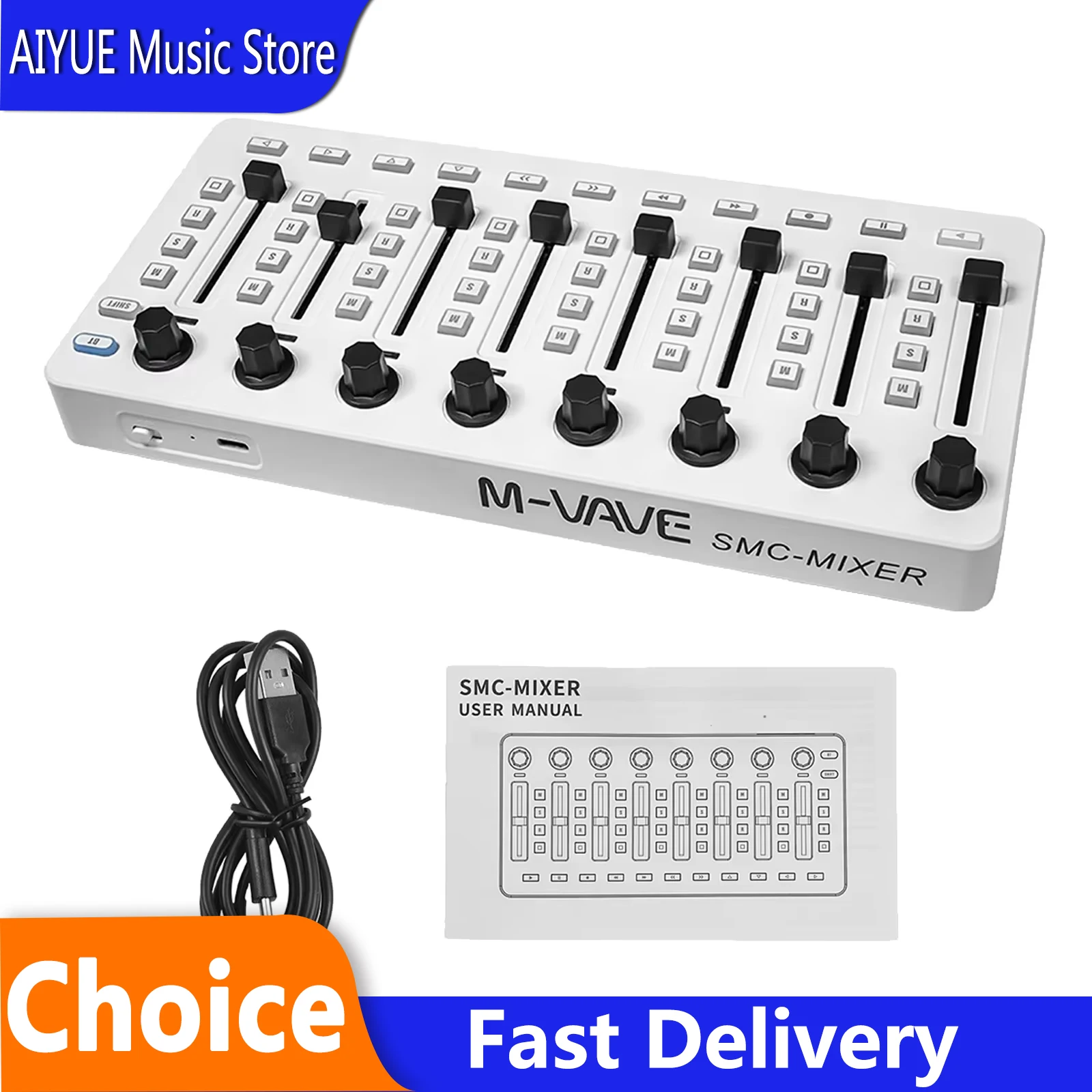 M-VAVE SMC-Mixer Wireless MIDI Controller Mixing ConsoleElectroacoustic Instrumet Parts BT Connection USB Controller Majors