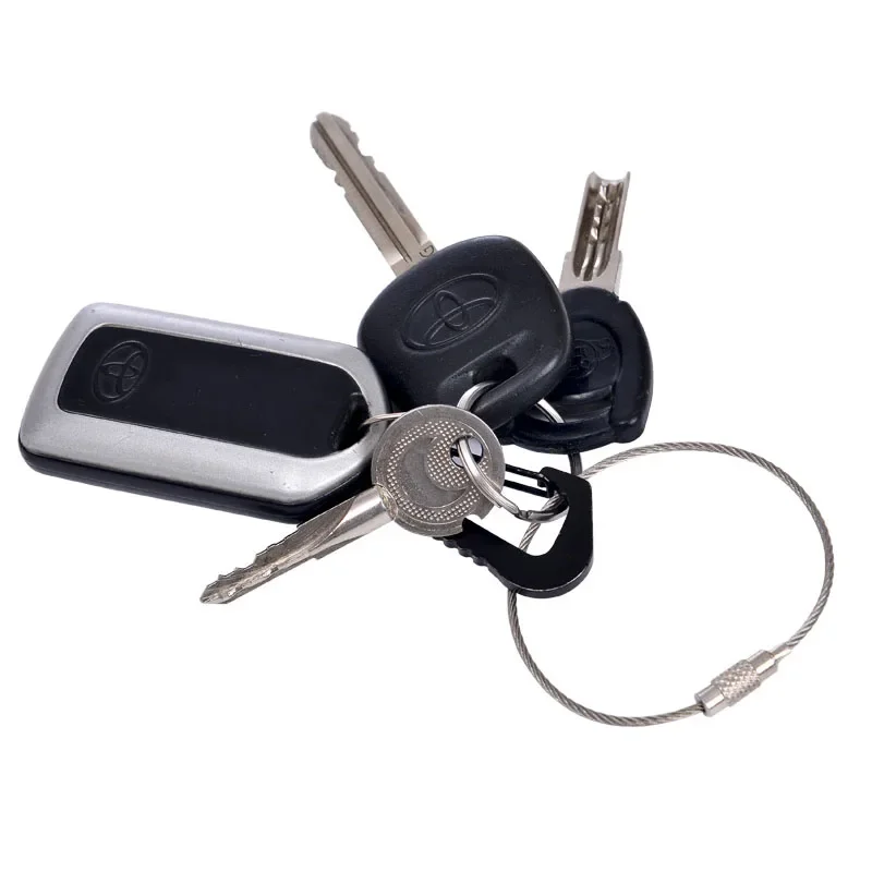 Keychain Stainless Steel Wire Cable Loop Tag Rope Screw Lock Gadget Ring Key Keyring Circle Camp Hanging Tool Wire Dia 1.5mm 2mm