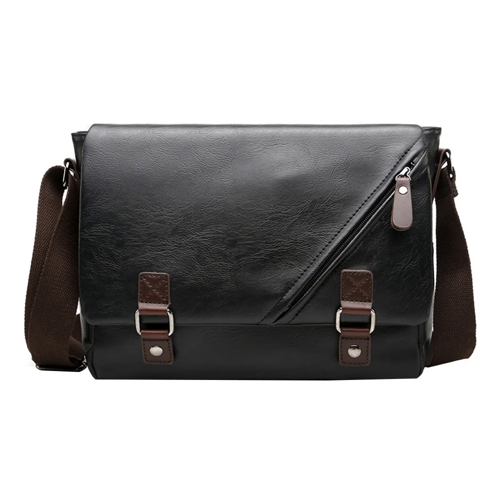 الرجال حقيبة بولي PU سعة كبيرة حقيبة كتف الأعمال في الهواء الطلق المحمولة Crossbody الملحق حافظة تخزين الملفات الرجال حقيبة بولي يوريثان