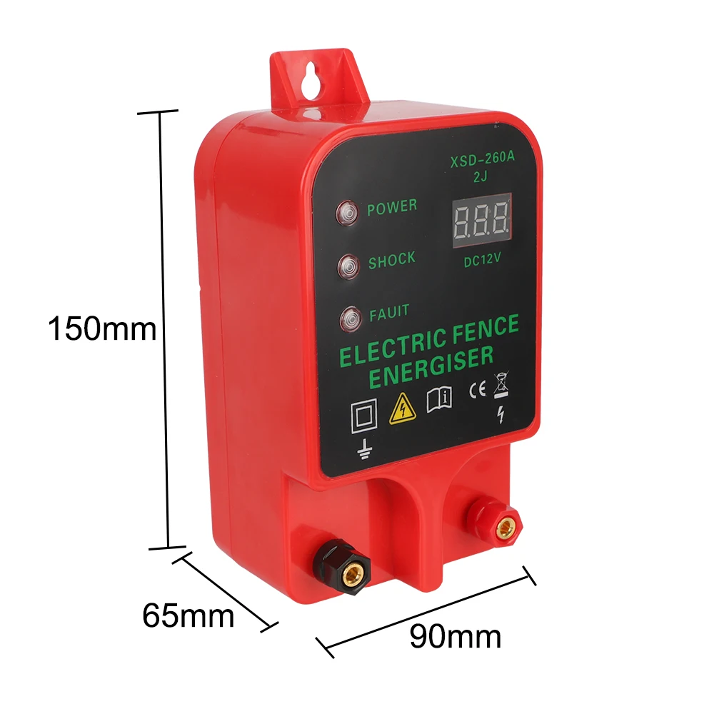 10KM Livestock High Voltage Pulse Controller Waterproof LCD High-decibel Alarm Voltage Display Electric Fence Energizer