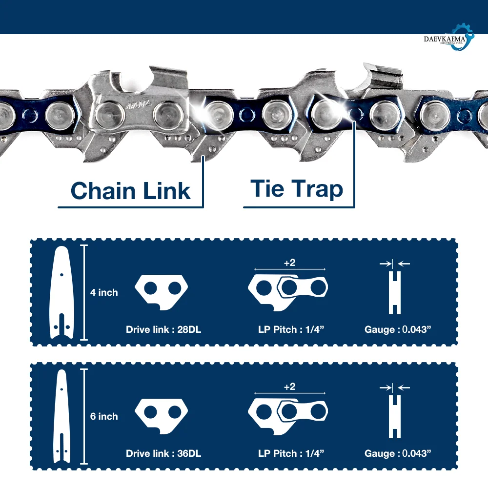4/6/8 Inch Saw Bar 28/36 Knots Electric Chain Saw Accessories Replacement Chain Guide Mini Steel Chainsaw Garden Cutting Tool gallery 1