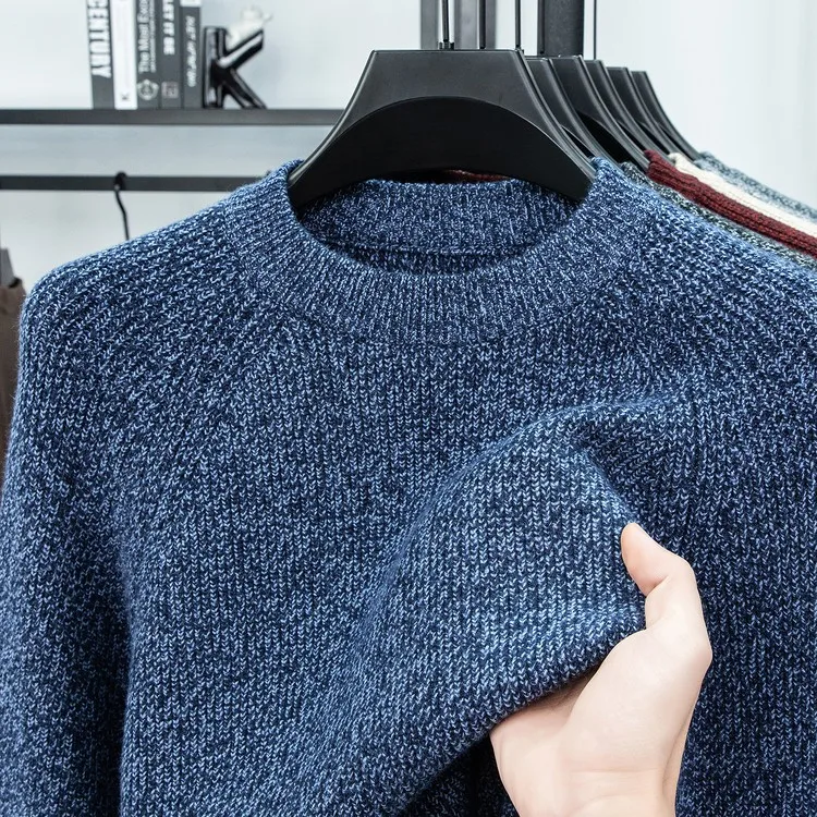 

Мужской утепленный шерстяной свитер с цветочным узором, теплый вязаный джемпер, осенне-зимняя новинка, модный повседневный стиль для работы и отдыха