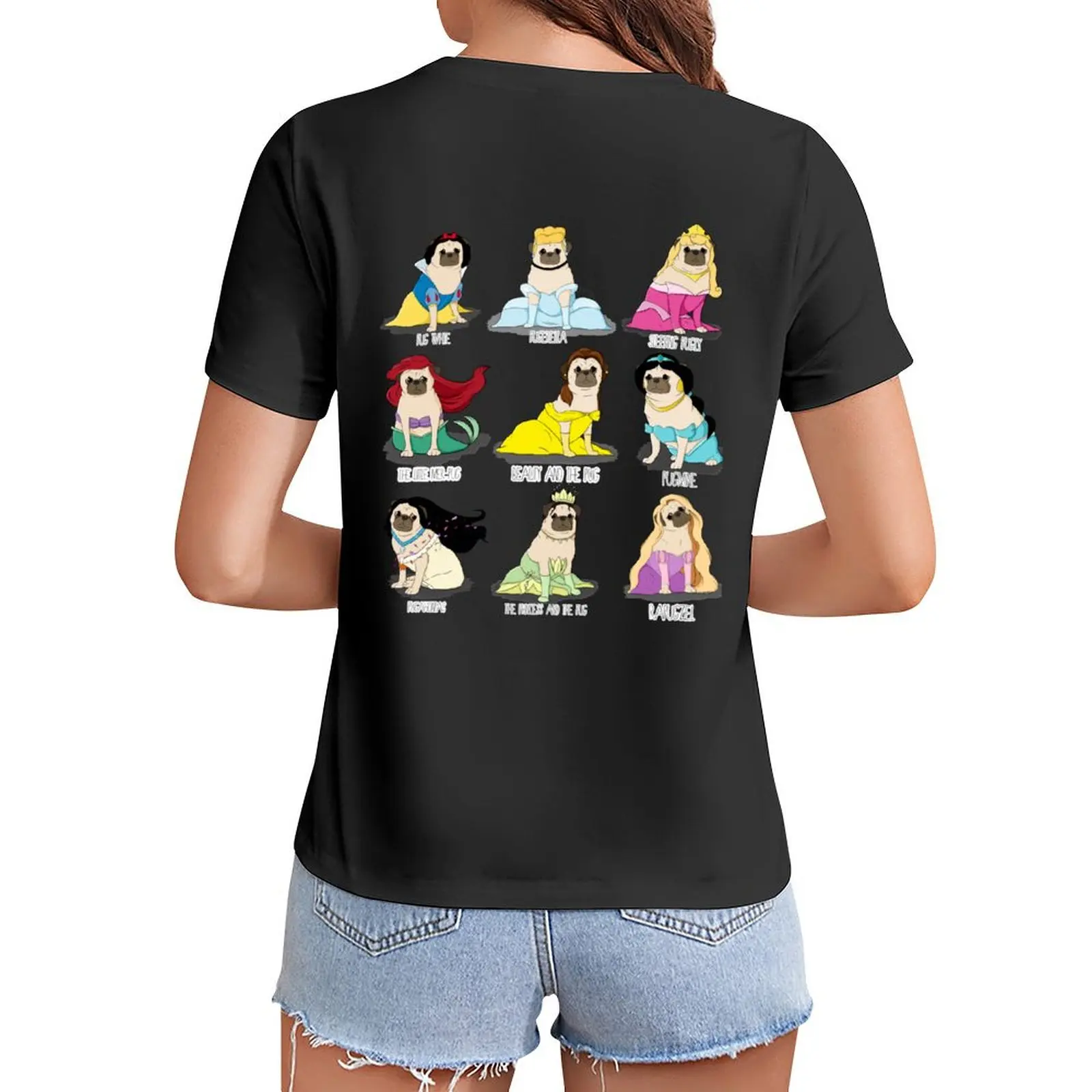 

Pug Princesses T-Shirt Short sleeve tee plus sizes white t shirts for Women