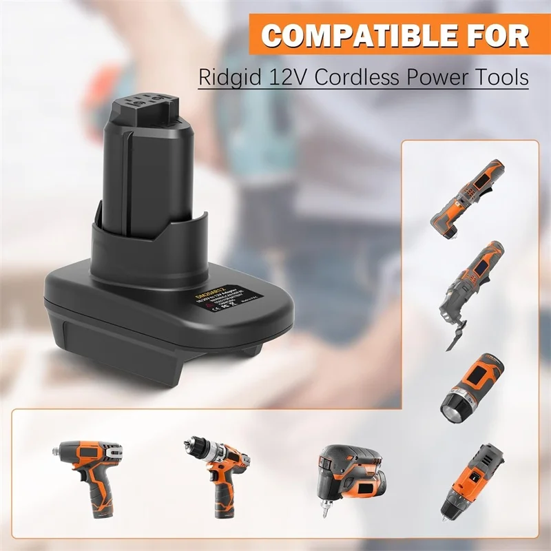 Adattatore per Batteria HAKSINKY DM18AR12 per Batterie al Litio Dewalt/Milwaukee 18V 20V Convertibile per Utensili Elettrici Cordless Ridgid 12V