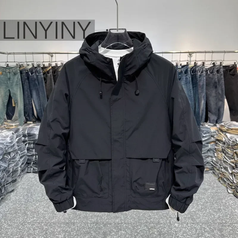 

Japanese-style Windproof Jackets for Men, Workwear Hooded Casual Jackets Made of Cotton, Suitable for Spring, Autumn and Winter.