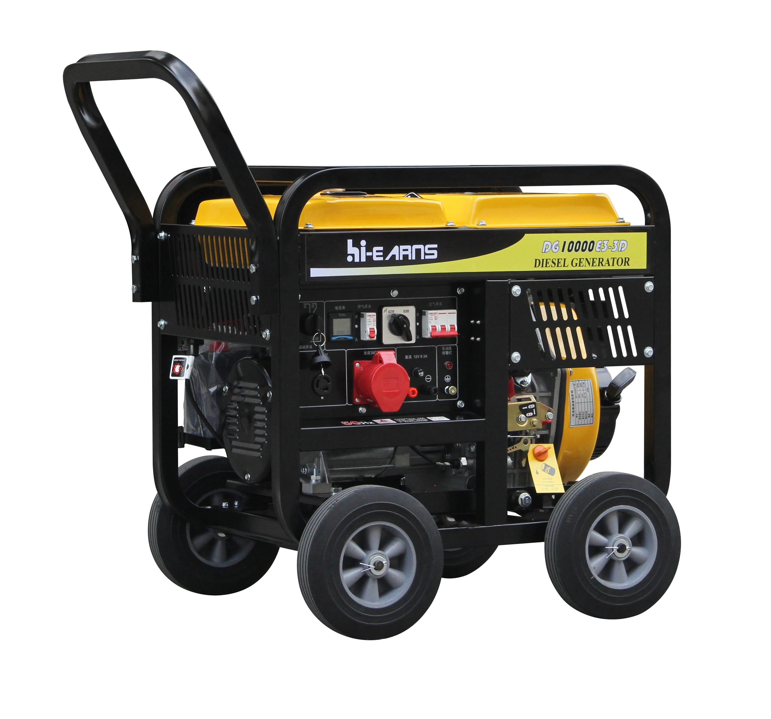 New type 7KW 7.5KW open portable type equal power 195F engine die·sel generator with 10inch wheels and handle