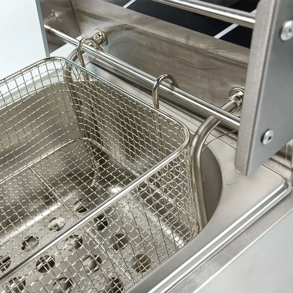 خزان زيت قابل للفصل سعة 6 لتر برؤوس مزدوجة، مقلاة عميقة تجارية للدجاج، مطعم كهربائي