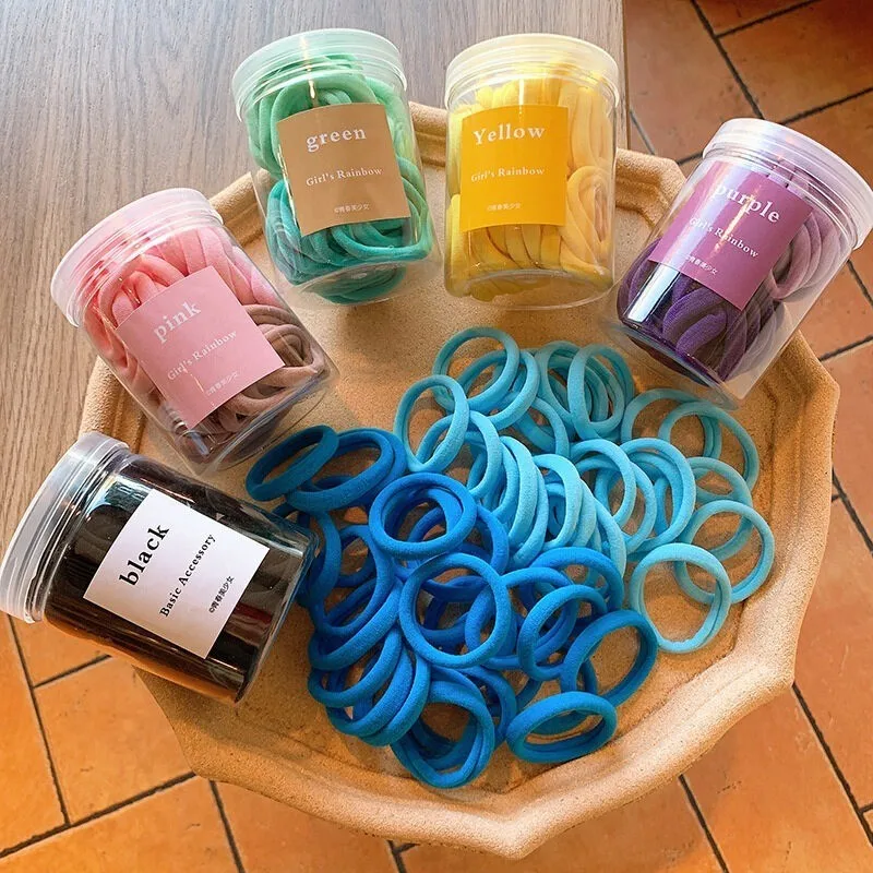 50Pcs Simple Basic Thickened Solid Color Hair Ropes for women High Elastic No damage to hair Hair Ties Fashion Girl rubber band