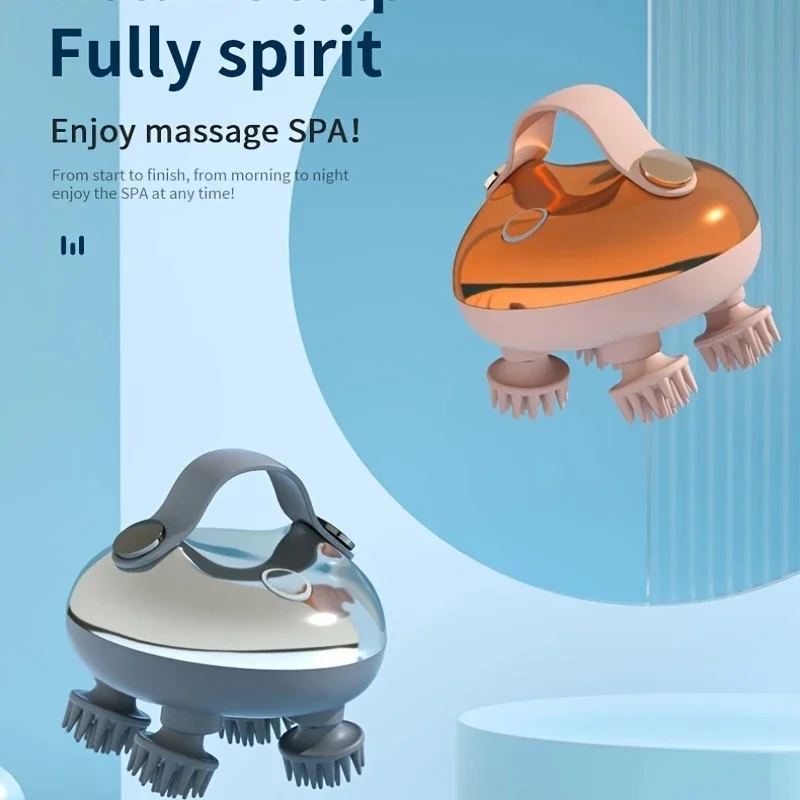 Portable Electric Scalp Massager, Rechargeable Head Massager for Stress Relief, Handheld Compact Design