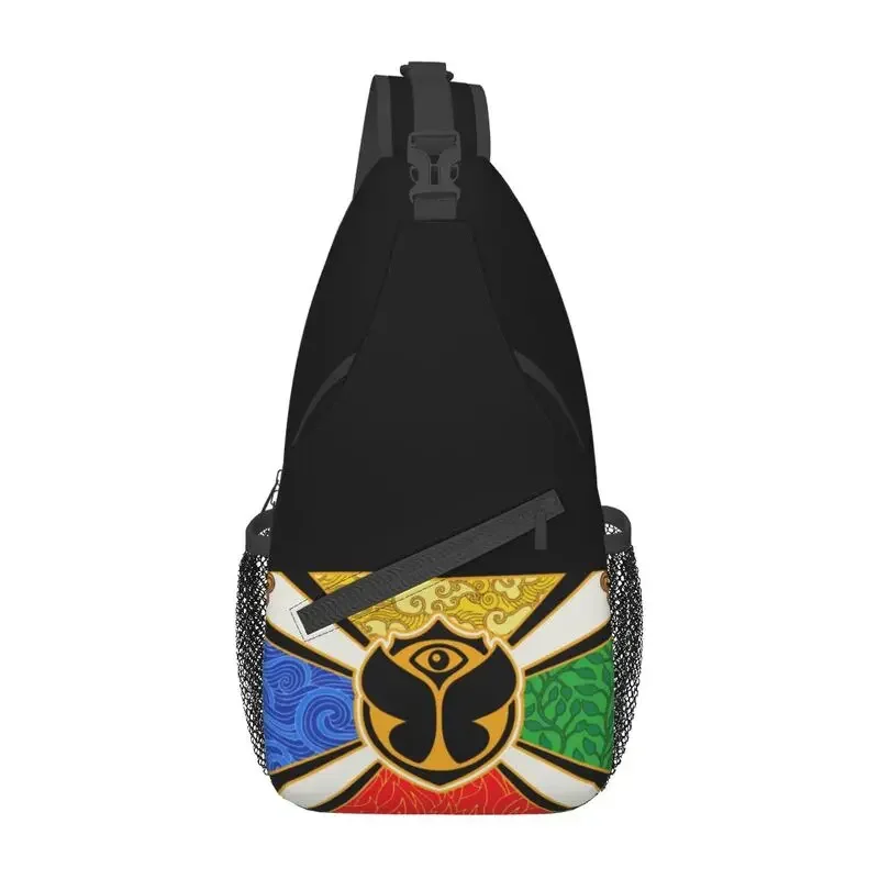 

Tomorrowland Flag Sling Crossbody Backpack Men Custom Shoulder Chest Bag for Traveling Daypack