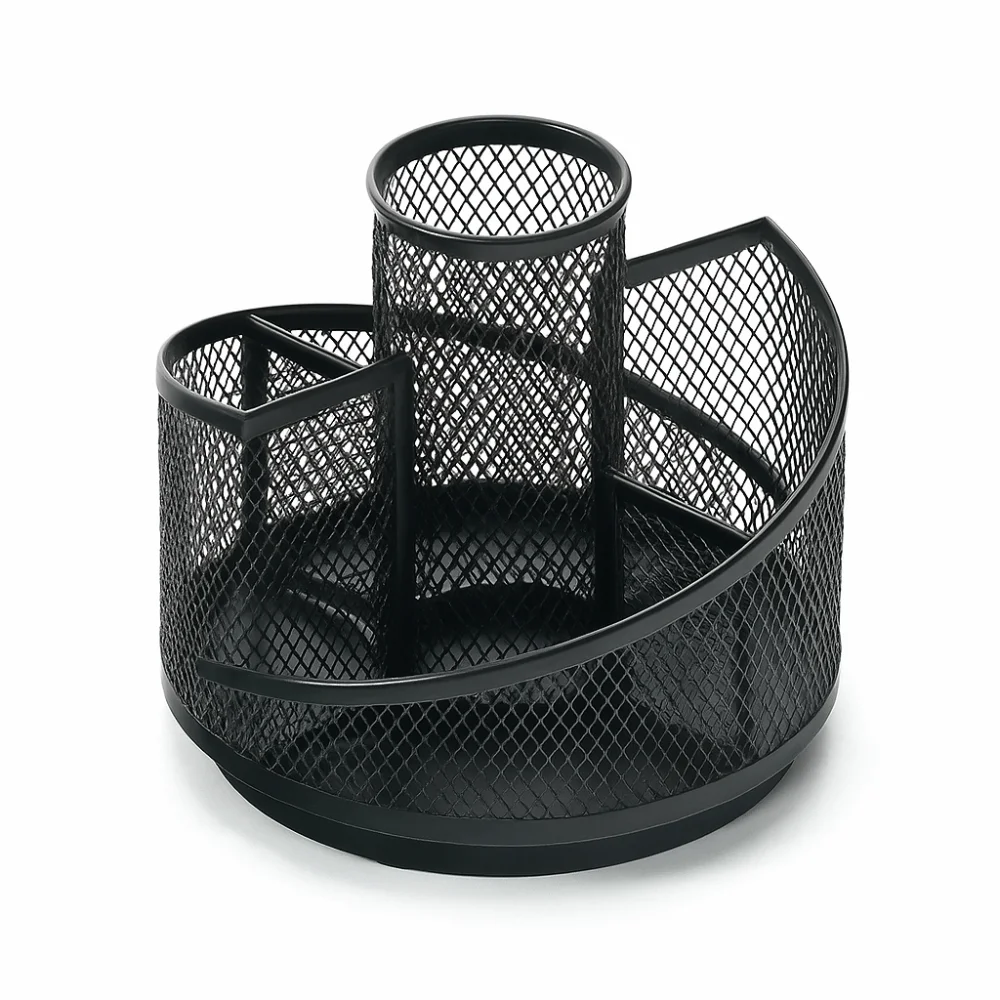 

Efficient Storage Multi-functional Pen Holder Metal 360-degree Rotation Makeup Brush Holder Mesh Desktop Storage Box Home Office