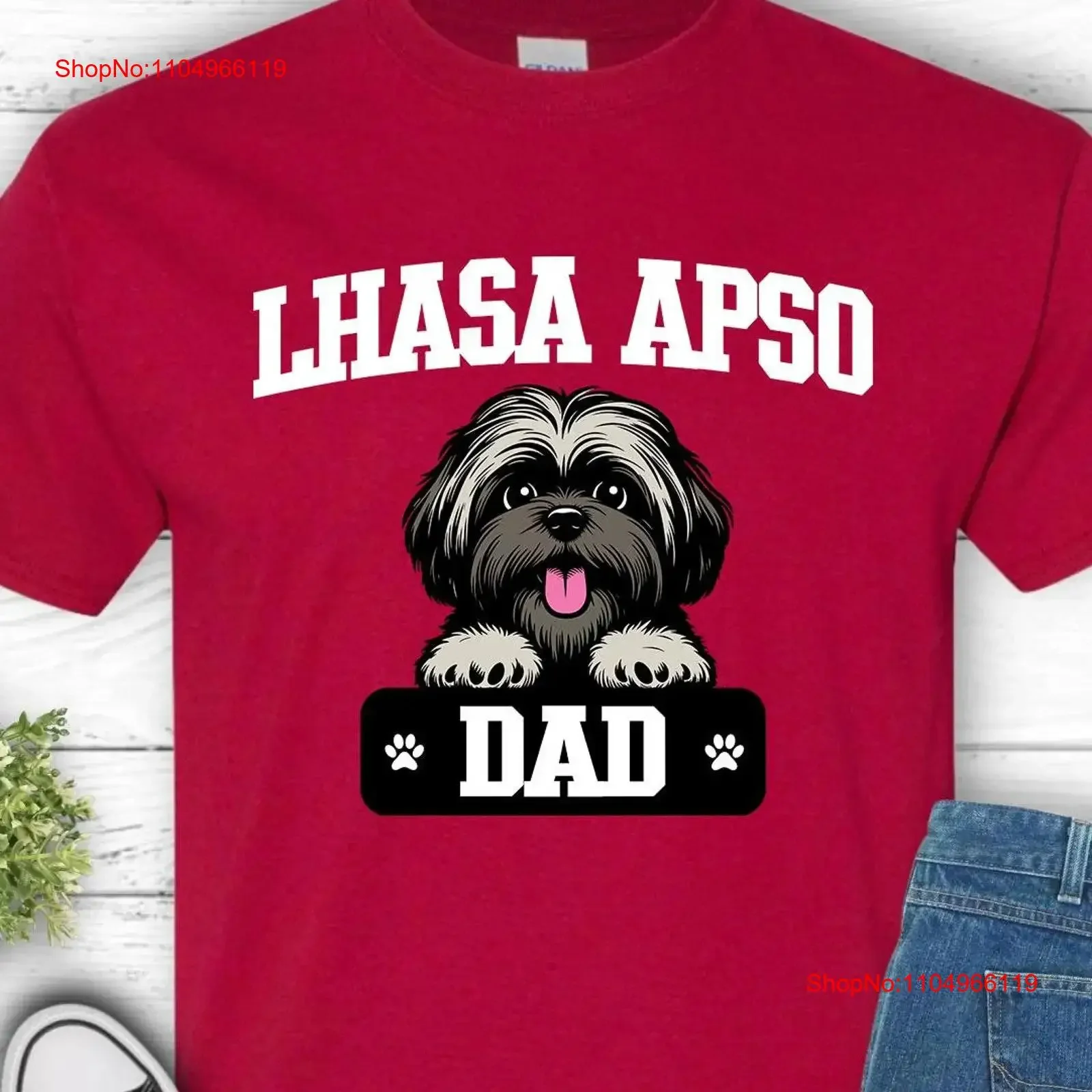 

Lhasa Apso Dad T Shirt dog fun vintage Washed Soft streetwear Versatile Breathable graphic Slightly Top For Everyday Wear homme