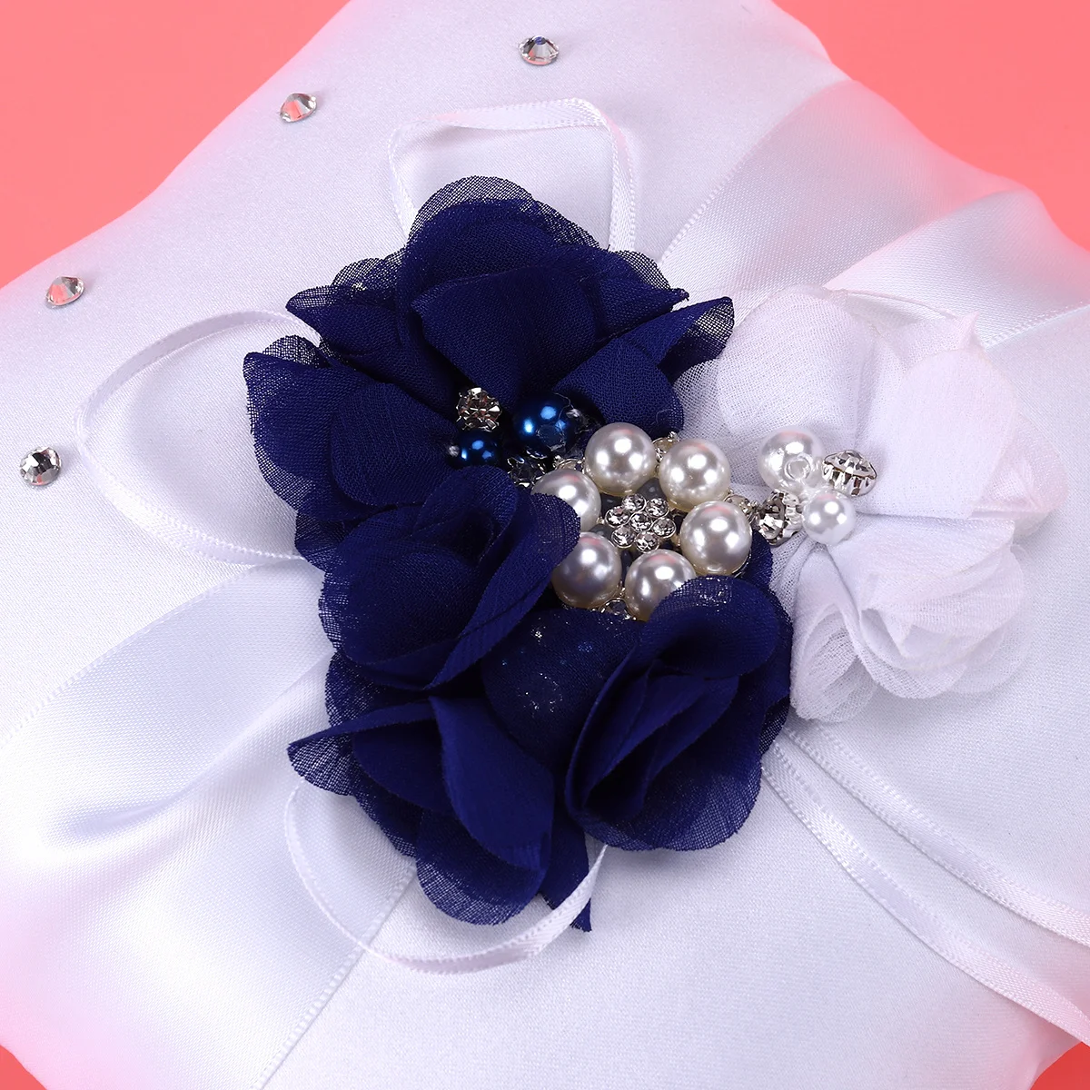 20X20Cm زهرة حلقة وسادة اللؤلؤ مزين خاتم الزواج حامل وسادة لحفل الزفاف اكسسوارات للتزيين