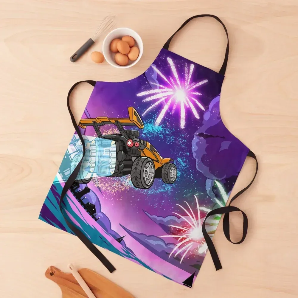 

Flying car poster on fireworks background Apron Women's Dresses Hairdressing Hairdresser Accessories chef for man bib Apron