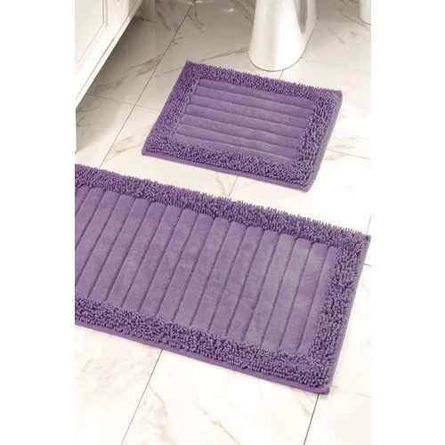 Anchor Home 2li Cotton Toilet Seat Pad Bath Mat Set Diamond Purple