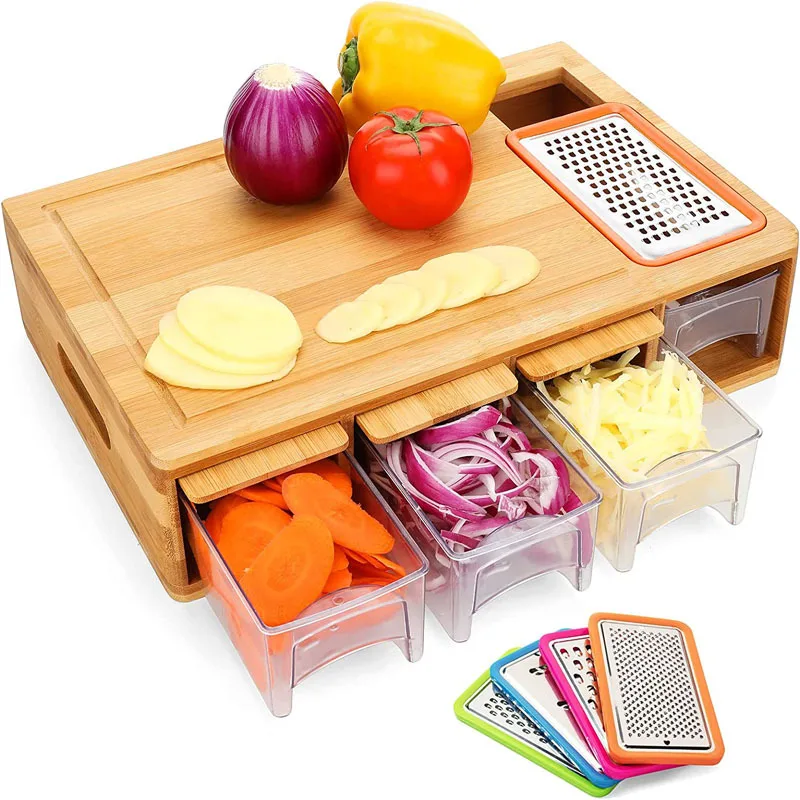 

Multi Functional Classification Bamboo with Drawer Style Cutting Board and Cutting Board Set Kitchen Tools