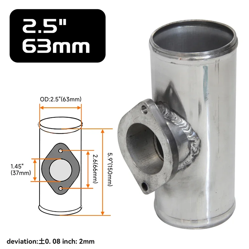 

2.5" 63mm T-Pipe Aluminum BOV Adapter Pipe for 30PSI TYPE S/RS BOV L=150