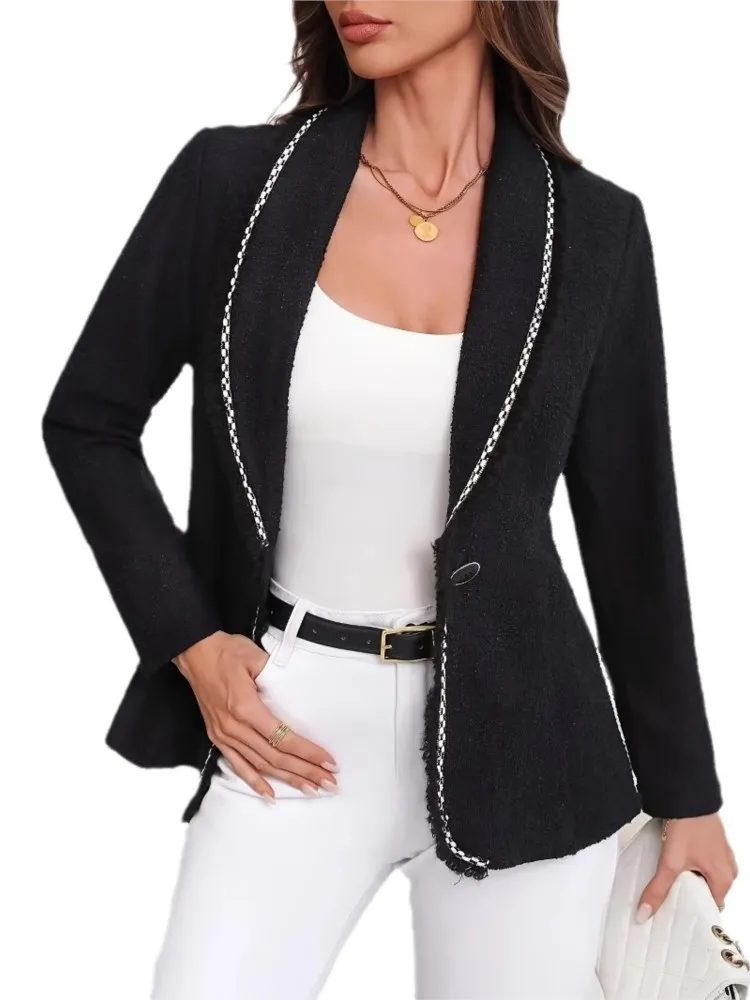 Otoño Blazer traje abrigo mujer estampado Patchwork elegante moda manga larga señoras Blazer traje chaquetas estilo coreano mujer abrigos