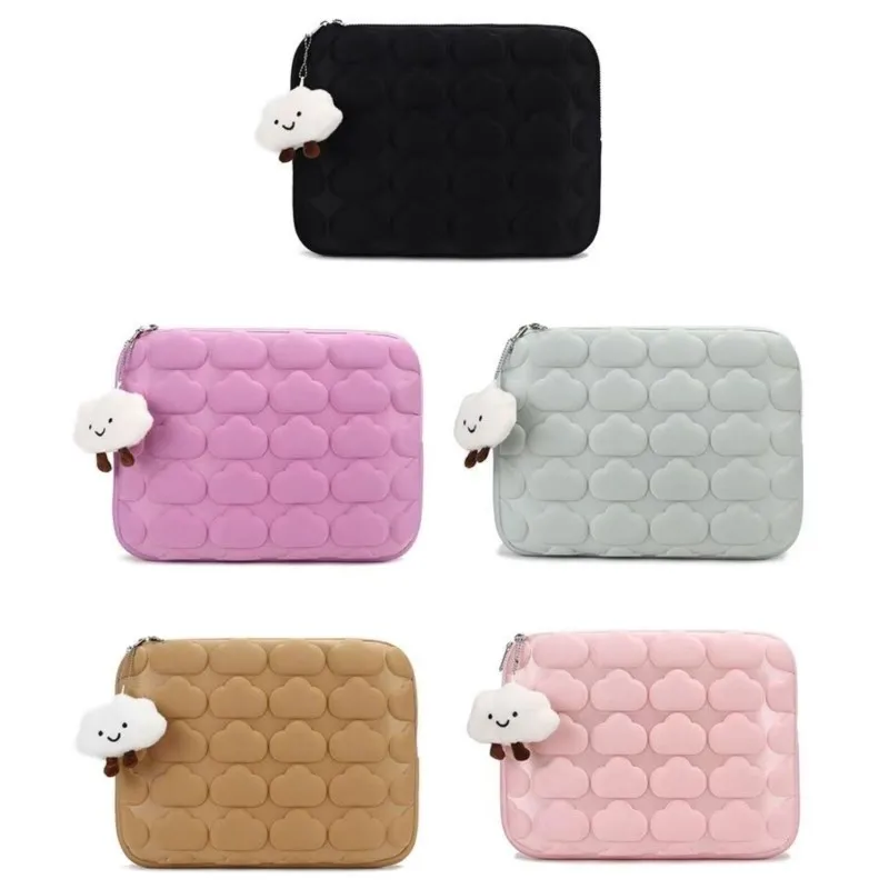 حافظة كمبيوتر محمول سحابة بلون سادة لجهاز ماك بوك اير برو 13 15 بوصة مقاومة للصدمات والأوساخ ذات سعة كبيرة حافظة للكمبيوتر المحمول #6