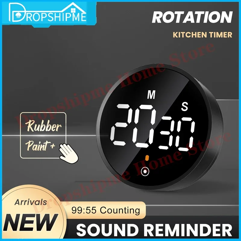 Dropshipme Magnetic Digital Kitchen Timer Kitchen Clock Timer New Rotary Timing LDE Mute Time Manager for Study Sports Cooking