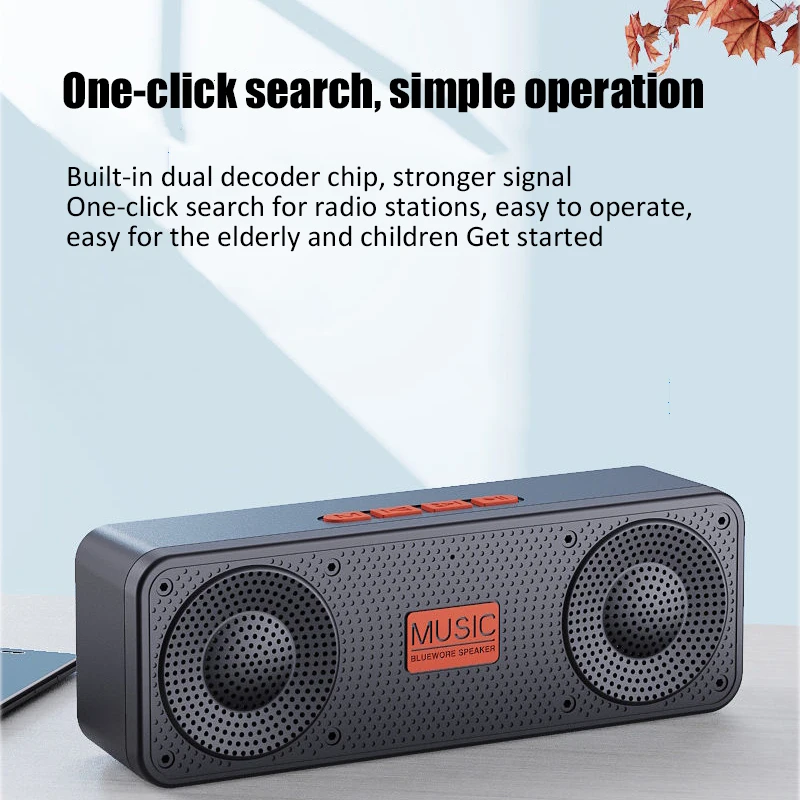 Portable FM Radio Wireless Bluetooth5.0 TWS Speaker Mini MP3 Music Player Support TF Card U Disk AUX Play Handsfree Call