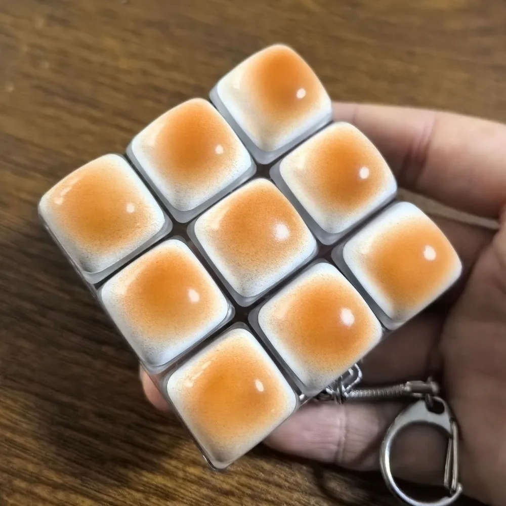 Caramel Bread Design Fidget Keychain Keys Button DIY Keyboard Finger Keyboard Cap Steamed Bread Pass The Time Clicker Toy Adult