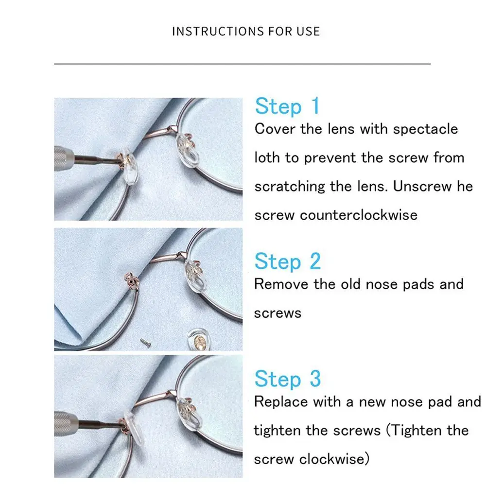 Glasses Repair Kit Silicone Nose Pads Replacement Optical Glasses Repair Tool Parts Assorted Kit Screwdriver Tweezers Ear Hooks
