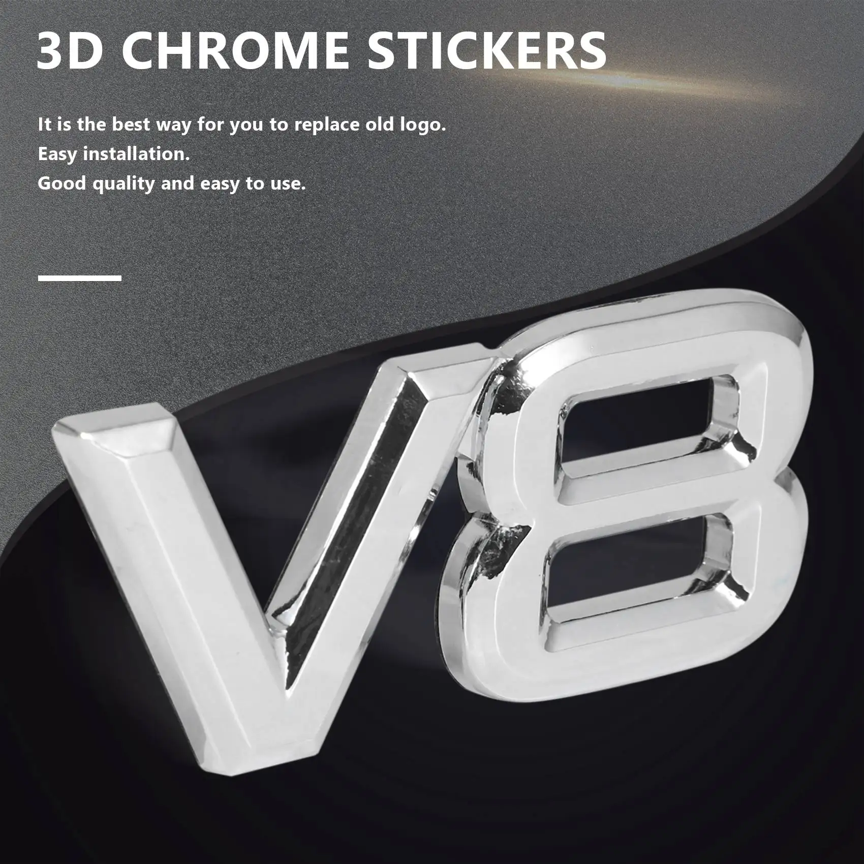 7.5x3.5cm Auto car V8 stickers 3D Chrome Sticker Badge