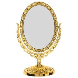 Rotation Makeup Mirror Vanity Vintage Rotating Oval With Frame Golden Abs  European Desktop Makeup Mirror Double Side Mirror