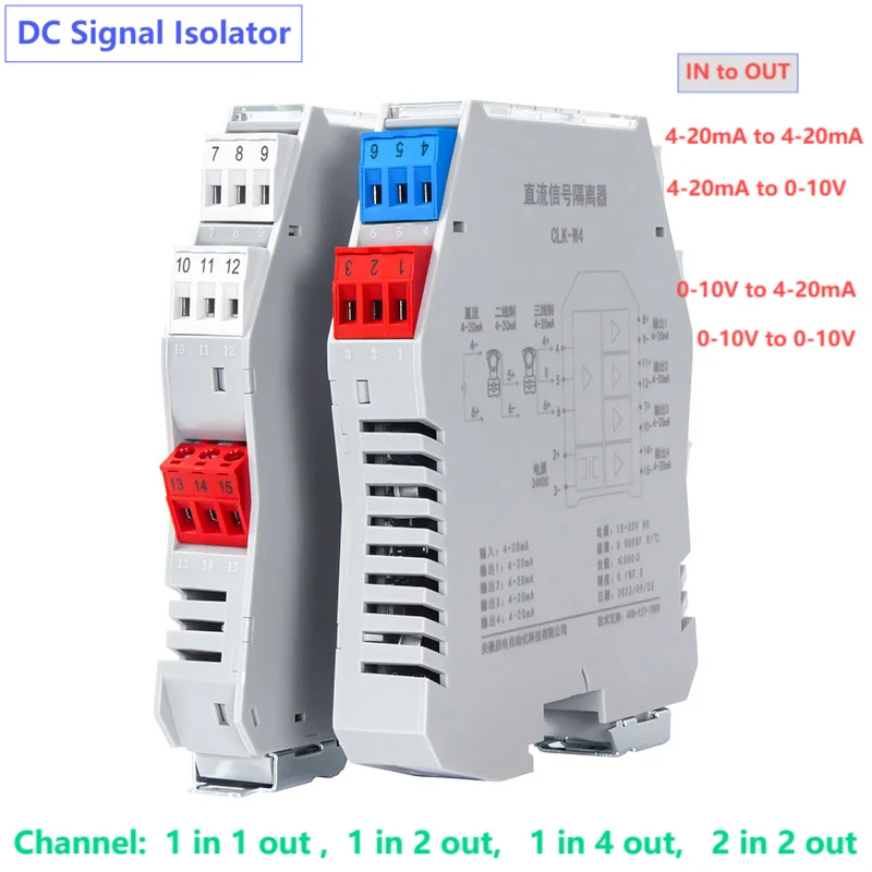 

Signal Isolator Analog DC 0-10V to 4-20mA Signal Isolation Transmitter 0-10V to 0-10V Galvanic Signal Converter 1 in 2 out