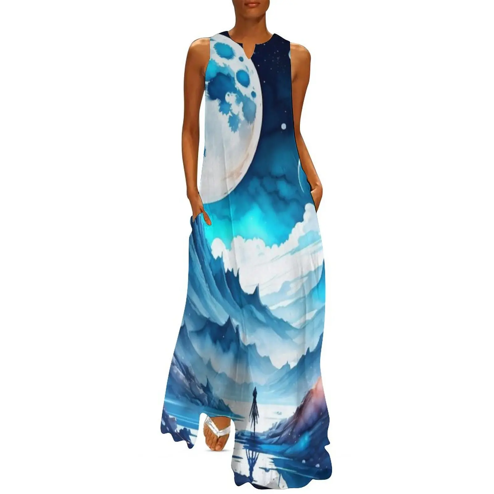 

Moon Landscape Long Dress ladies dresses for women 2025 Clothing female Woman clothing luxury woman evening dress