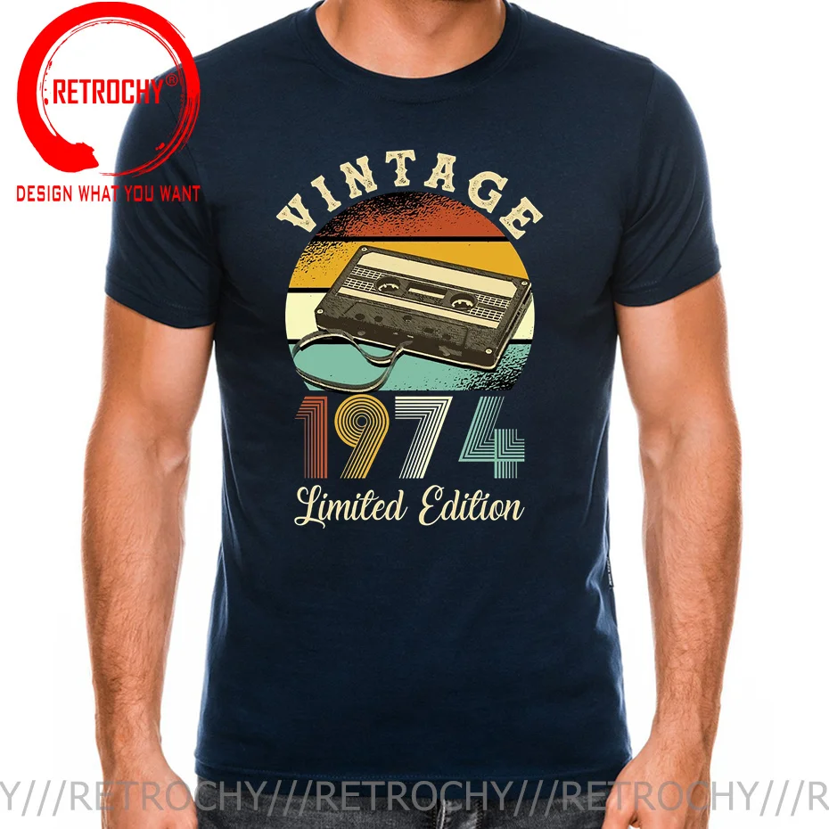 Retro Limited Edition Born In 1974 T Shirt Men Vintage 1974 Tshirt Cassette Tape TeeShirt Woman Man T-shirt 70s Birthday Clothes