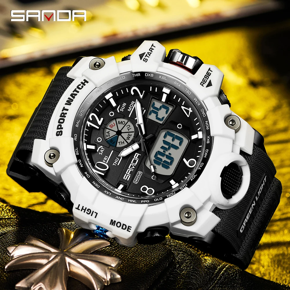 SANDA Brand G- Style Military Watch Men Digital Shock Sports Watches For Man Waterproof Electronic Wristwatch Mens Relogios 3169