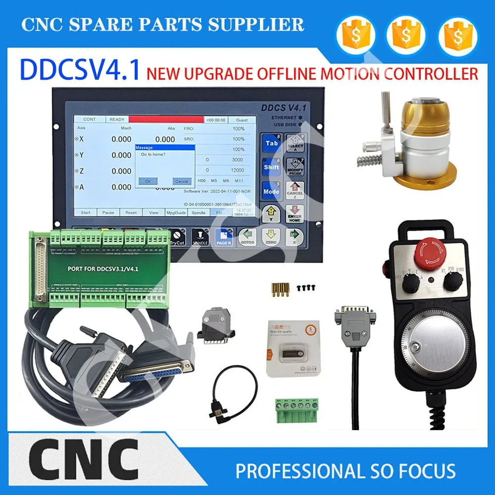 DDCSV4.1 CNC motion controller system kit 3axis 4axis engraving machine controller Z-axis probe 500K pulse support servo spindle