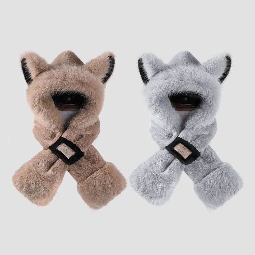 التزلج الكرتون الشتاء أفخم قبعة مكافحة البرد يندبروف الحيوان الأذن وشاح قبعة لينة دفئا غطاء حماية الأذن التسوق