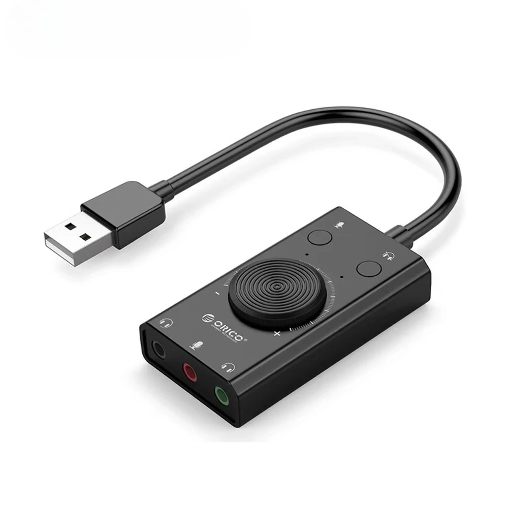 ORICO SC2 External USB Sound Card Stereo Mic Speaker Headset Audio Jack 3.5mm Cable Adapter Mute Switch Volume Adjustment