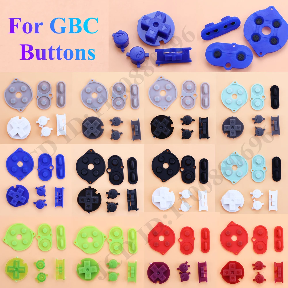 1 комплект силиконовых резиновых проводящих кнопок и красочных пластиковых D-подушек A B, кнопки включения и выключения питания, клавиатуры для GBC