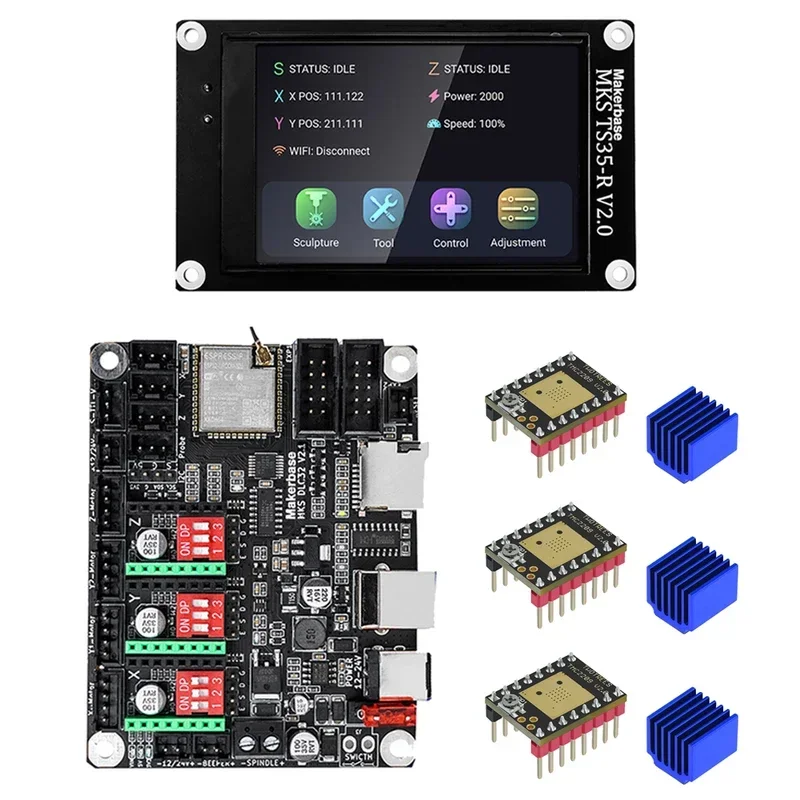 Makerbase mks dlc32 control board 32bit motherboard esp32 wifi ts24/ts35 screen tmc2209 driver for cnc laser engraving machine