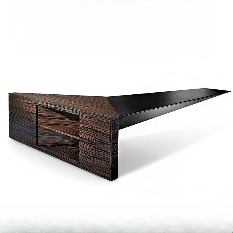 Floating creative irregular leather desk, study, president's office designer solid wood desk