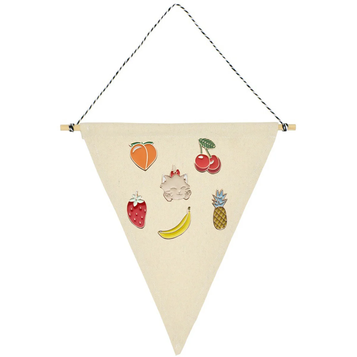 

1pc Pin Wall Display Banner Brooch Pennant Canvas Wooden Badge Holder Pins Party Wedding Decoration Triangle Beige