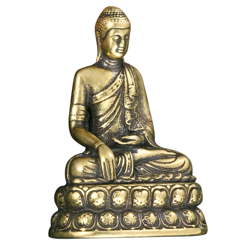 

Copper Buddha Sculpture Vintage Retro Desktop Decoration Zen Home Meditation Craft Statue Ornament Copper Buddha Statues