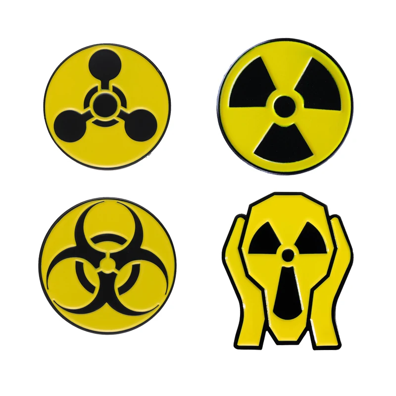 Creative Radioactive Radiation Logo Enamel Pins Warning Sign Brooches Gothic Lapel Backpack Badges Chemical Elements Jewelry